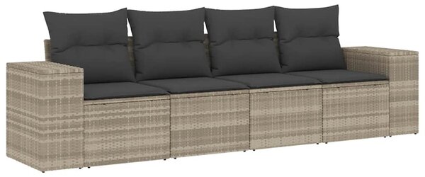 4 részes világosszürke polyrattan kerti ülőgarnitúra párnákkal