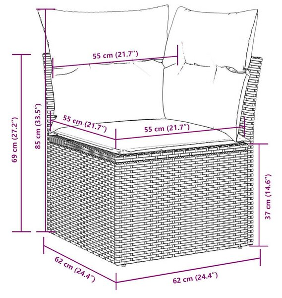 4 részes világosszürke polyrattan kerti ülőgarnitúra párnákkal