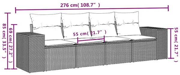 4 részes világosszürke polyrattan kerti ülőgarnitúra párnákkal