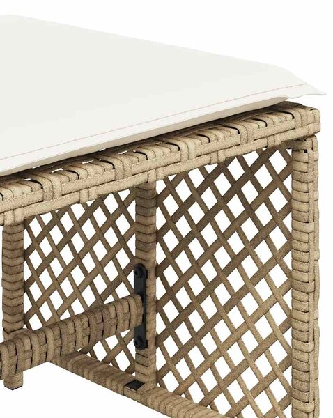 4 db bézs polyrattan kerti szék párnával 41 x 41 x 36 cm