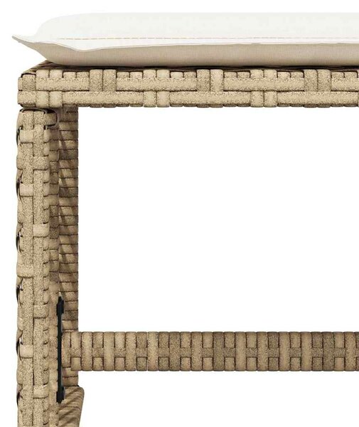 4 db bézs polyrattan kerti szék párnával 41 x 41 x 36 cm