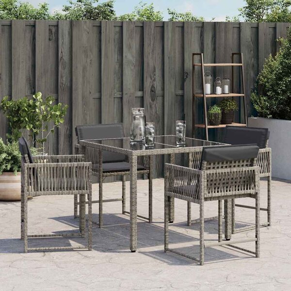 4 db szürke polyrattan kerti szék párnával