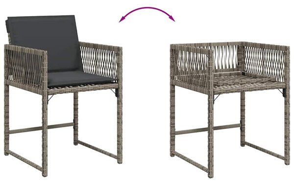 4 db szürke polyrattan kerti szék párnával