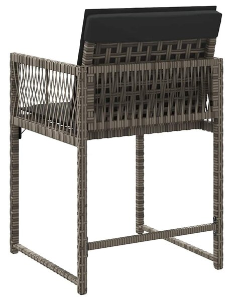 4 db szürke polyrattan kerti szék párnával