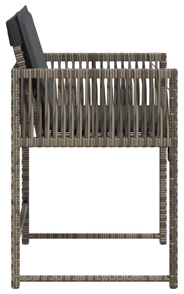 4 db szürke polyrattan kerti szék párnával