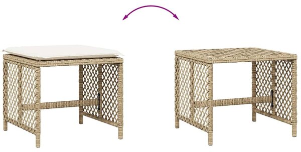 4 db bézs polyrattan kerti szék párnával 41 x 41 x 36 cm