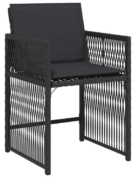 4 db fekete polyrattan kerti szék párnával