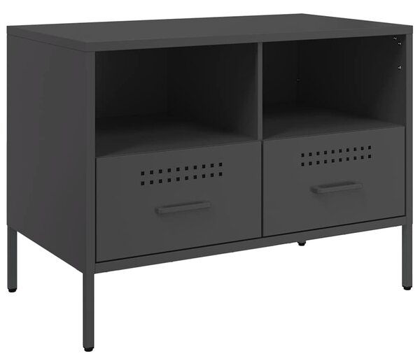 2 db fekete acél TV-szekrény 68 x 39 x 50,5 cm
