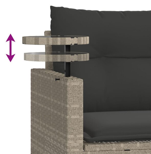 3 részes világosszürke polyrattan kerti ülőgarnitúra párnával