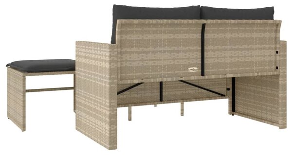 3 részes világosszürke polyrattan kerti ülőgarnitúra párnával