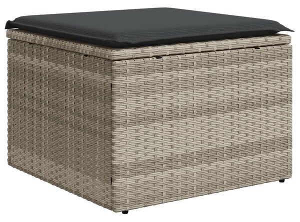 7 részes világosszürke polyrattan kerti ülőgarnitúra párnákkal