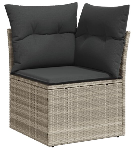 7 részes világosszürke polyrattan kerti ülőgarnitúra párnákkal