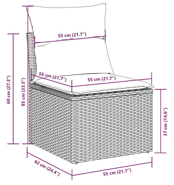 7 részes világosszürke polyrattan kerti ülőgarnitúra párnákkal