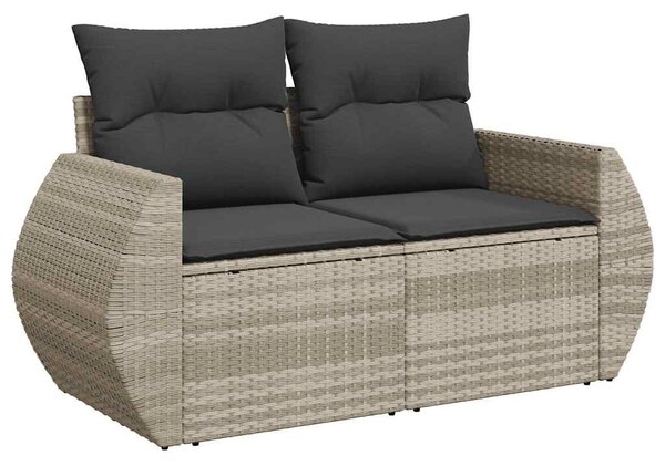 10 részes világosszürke polyrattan kerti ülőgarnitúra párnákkal