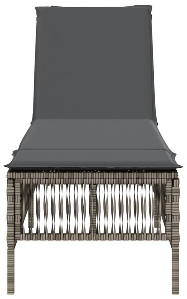 Szürke polyrattan napozóágy párnával