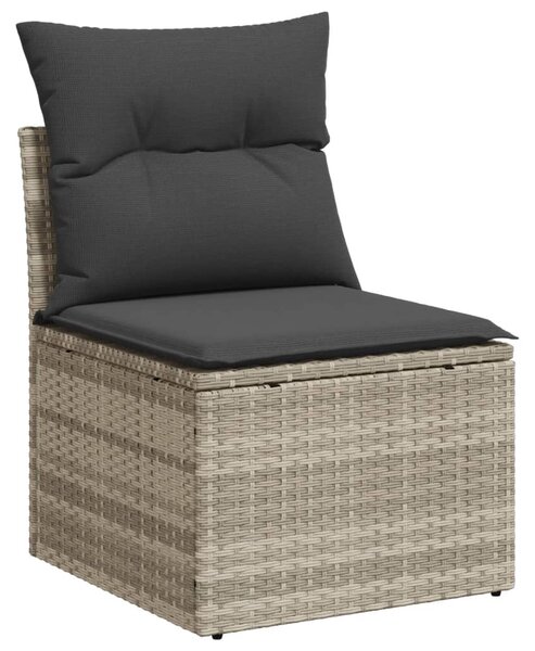10 részes világosszürke polyrattan kerti ülőgarnitúra párnákkal