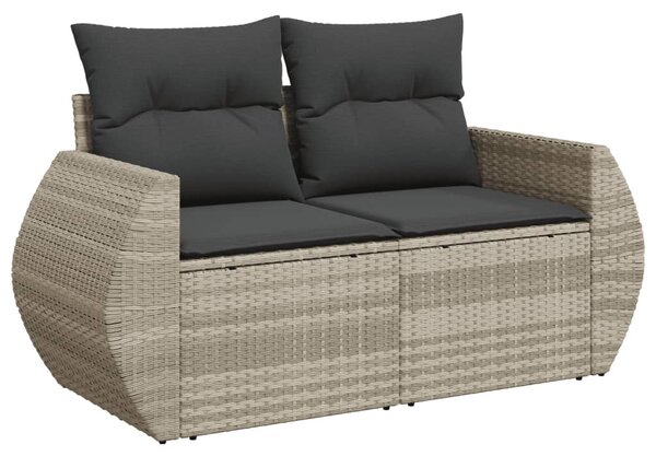 10 részes világosszürke polyrattan kerti ülőgarnitúra párnákkal