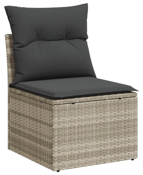 10 részes világosszürke polyrattan kerti ülőgarnitúra párnákkal