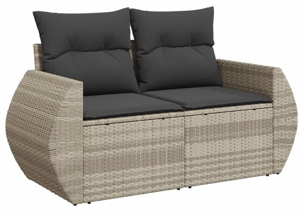 10 részes világosszürke polyrattan kerti ülőgarnitúra párnákkal