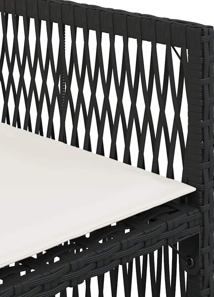 4 db fekete polyrattan kerti szék párnával