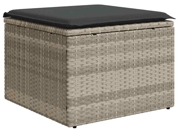 8 részes világosszürke polyrattan kerti ülőgarnitúra párnával