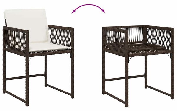 4 db barna polyrattan kerti szék párnával
