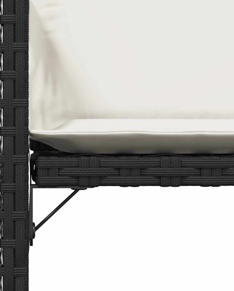 4 db fekete polyrattan kerti szék párnával