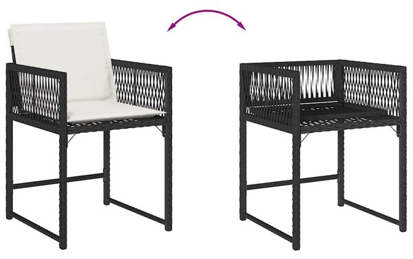 4 db fekete polyrattan kerti szék párnával