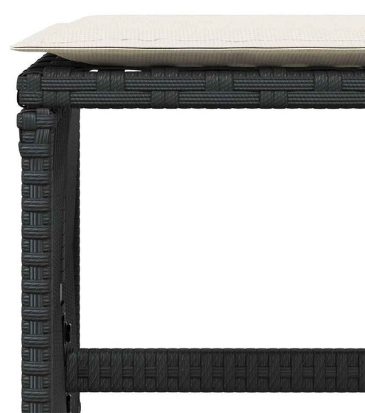 4 db fekete polyrattan kerti szék párnával 41 x 41 x 36 cm