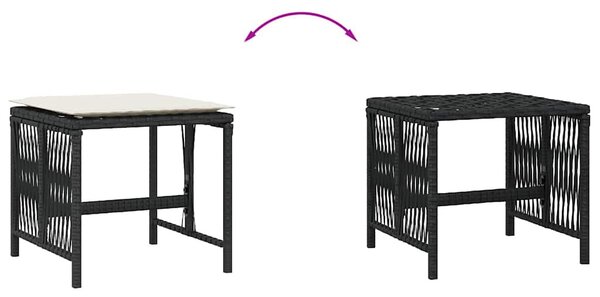 4 db fekete polyrattan kerti szék párnával 41 x 41 x 36 cm