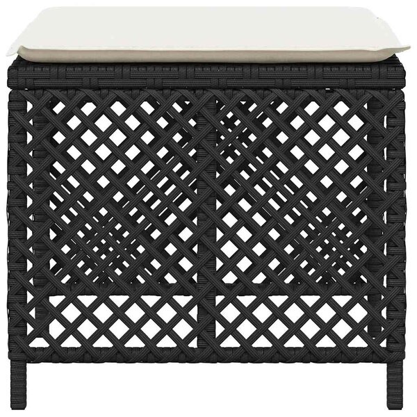 4 db fekete polyrattan kerti szék párnával 41 x 41 x 36 cm