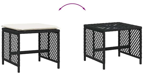 4 db fekete polyrattan kerti szék párnával 41 x 41 x 36 cm
