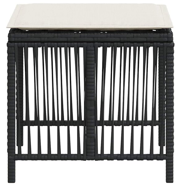 4 db fekete polyrattan kerti szék párnával 41 x 41 x 36 cm