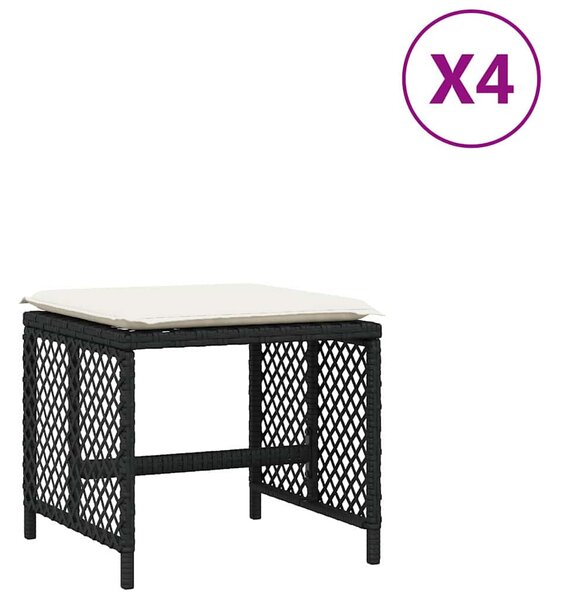 4 db fekete polyrattan kerti szék párnával 41 x 41 x 36 cm