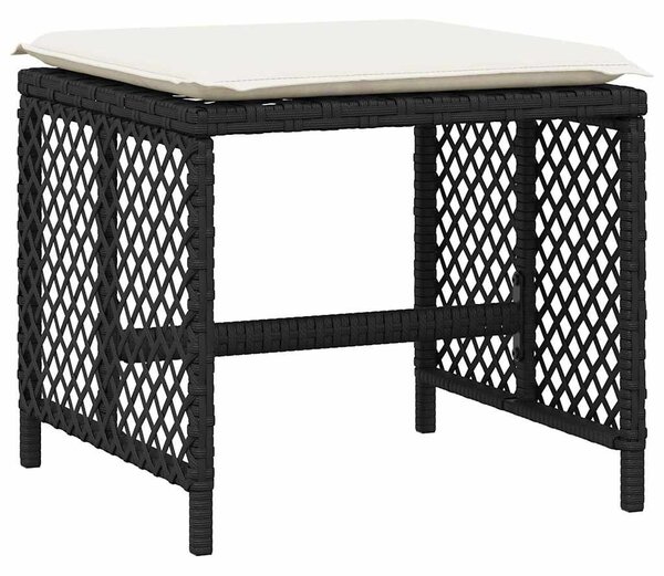 4 db fekete polyrattan kerti szék párnával 41 x 41 x 36 cm