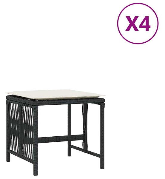 4 db fekete polyrattan kerti szék párnával 41 x 41 x 36 cm