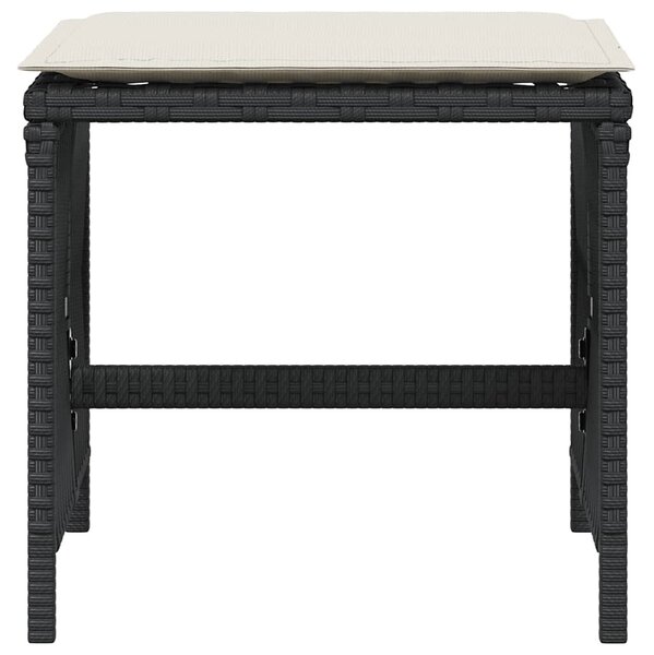 4 db fekete polyrattan kerti szék párnával 41 x 41 x 36 cm