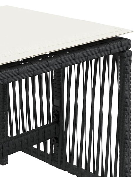 4 db fekete polyrattan kerti szék párnával 41 x 41 x 36 cm