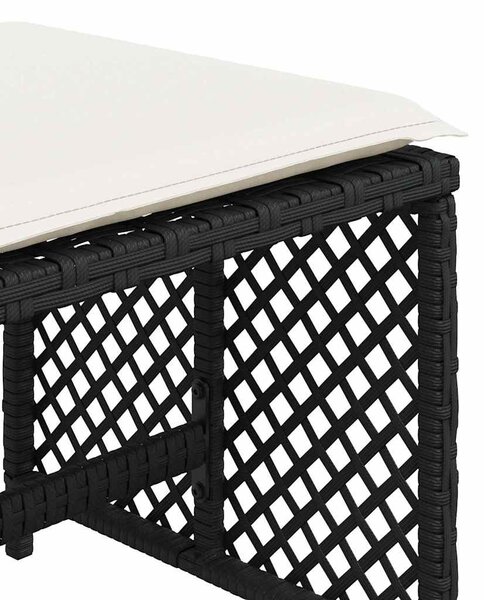 4 db fekete polyrattan kerti szék párnával 41 x 41 x 36 cm