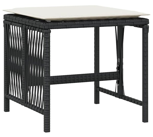 4 db fekete polyrattan kerti szék párnával 41 x 41 x 36 cm