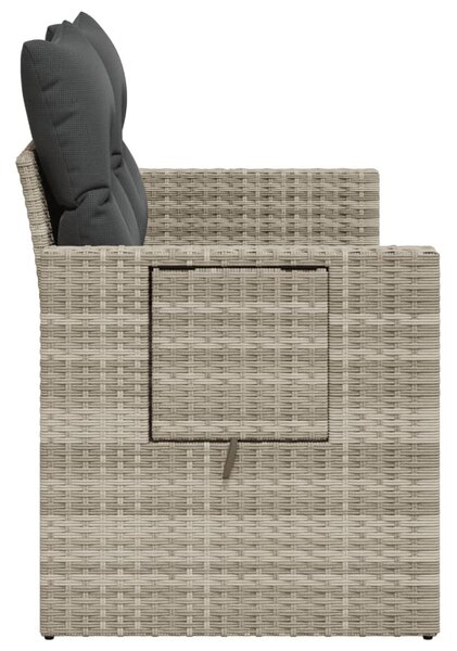 2 személyes világosszürke polyrattan kerti kanapé párnával
