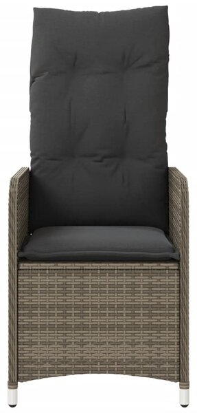 Szürke polyrattan dönthető kerti szék párnákkal