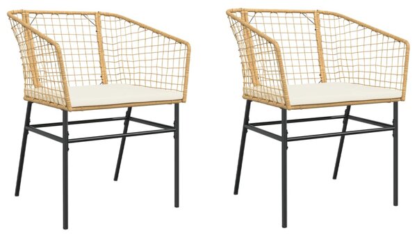 2 db barna polyrattan kerti szék párnákkal