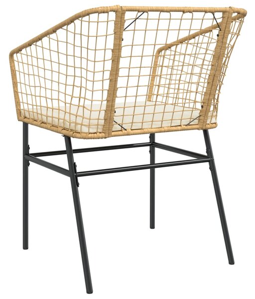 2 db barna polyrattan kerti szék párnákkal
