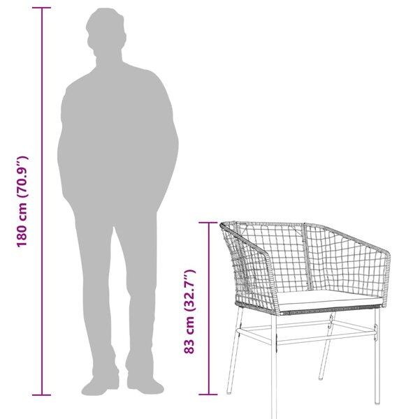 2 db barna polyrattan kerti szék párnákkal