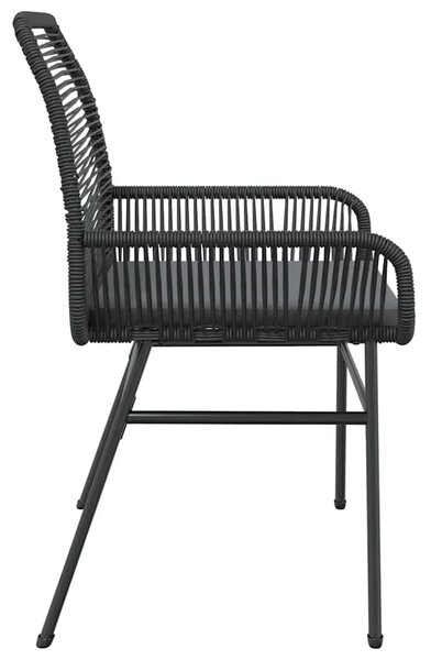 2 db fekete polyrattan kerti szék párnával