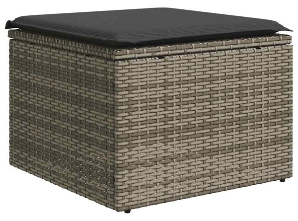 7 részes világosszürke polyrattan kerti ülőgarnitúra párnákkal