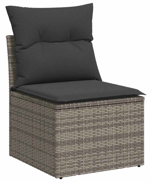 7 részes világosszürke polyrattan kerti ülőgarnitúra párnákkal