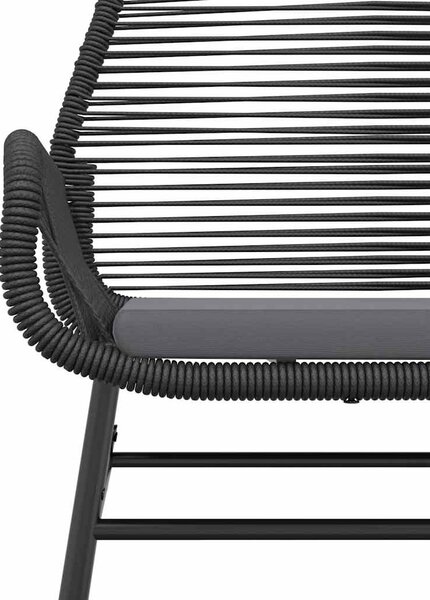 2 db fekete polyrattan kerti szék párnával