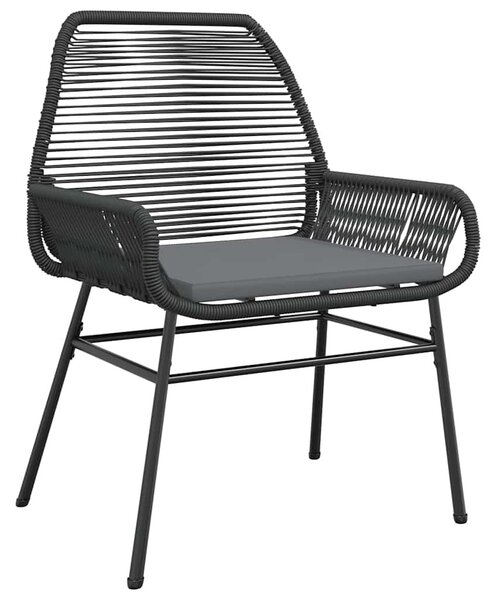 2 db fekete polyrattan kerti szék párnával